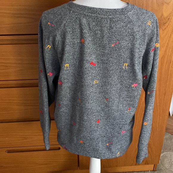 Loft brand embroidered gray/blue pullover sweatshirt size: M - Picture 4 of 6